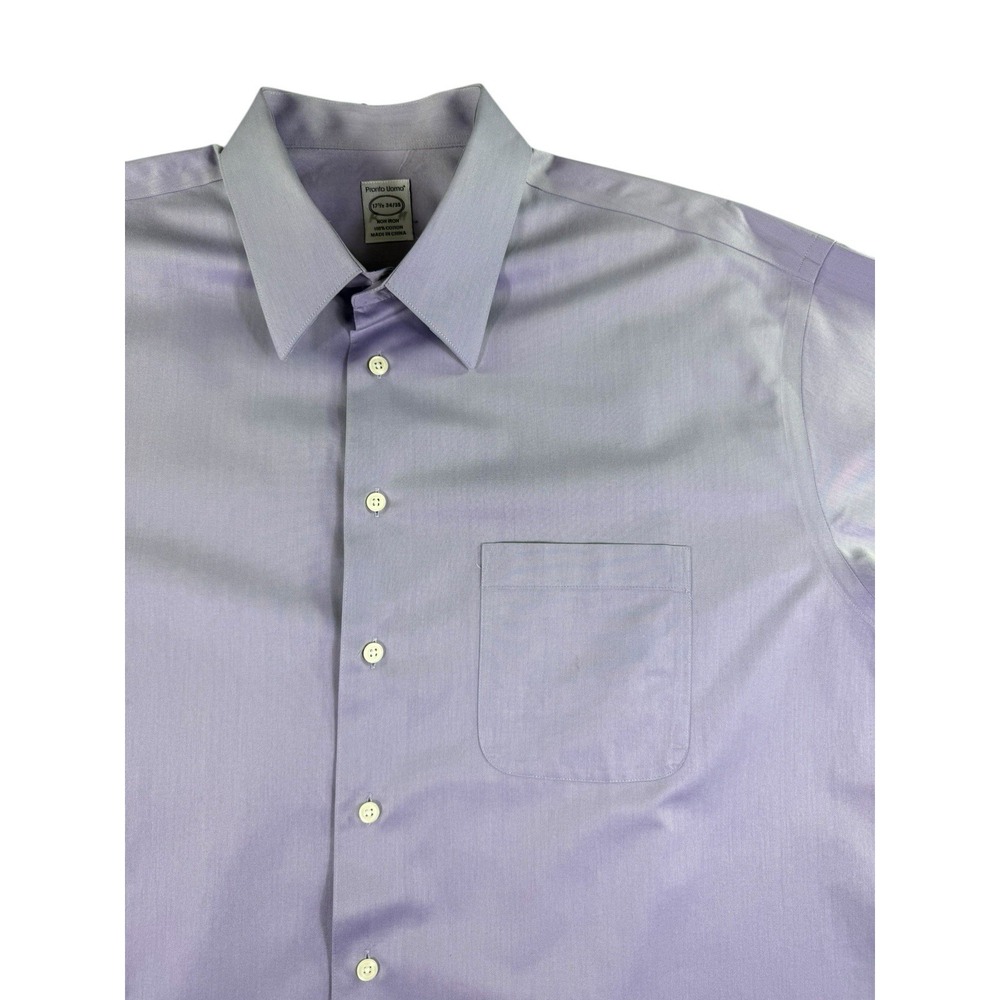 Pronto Uomo Lavender Long Sleeve Mens Dress Shirt Size 17.5 34/35 100% Cotton